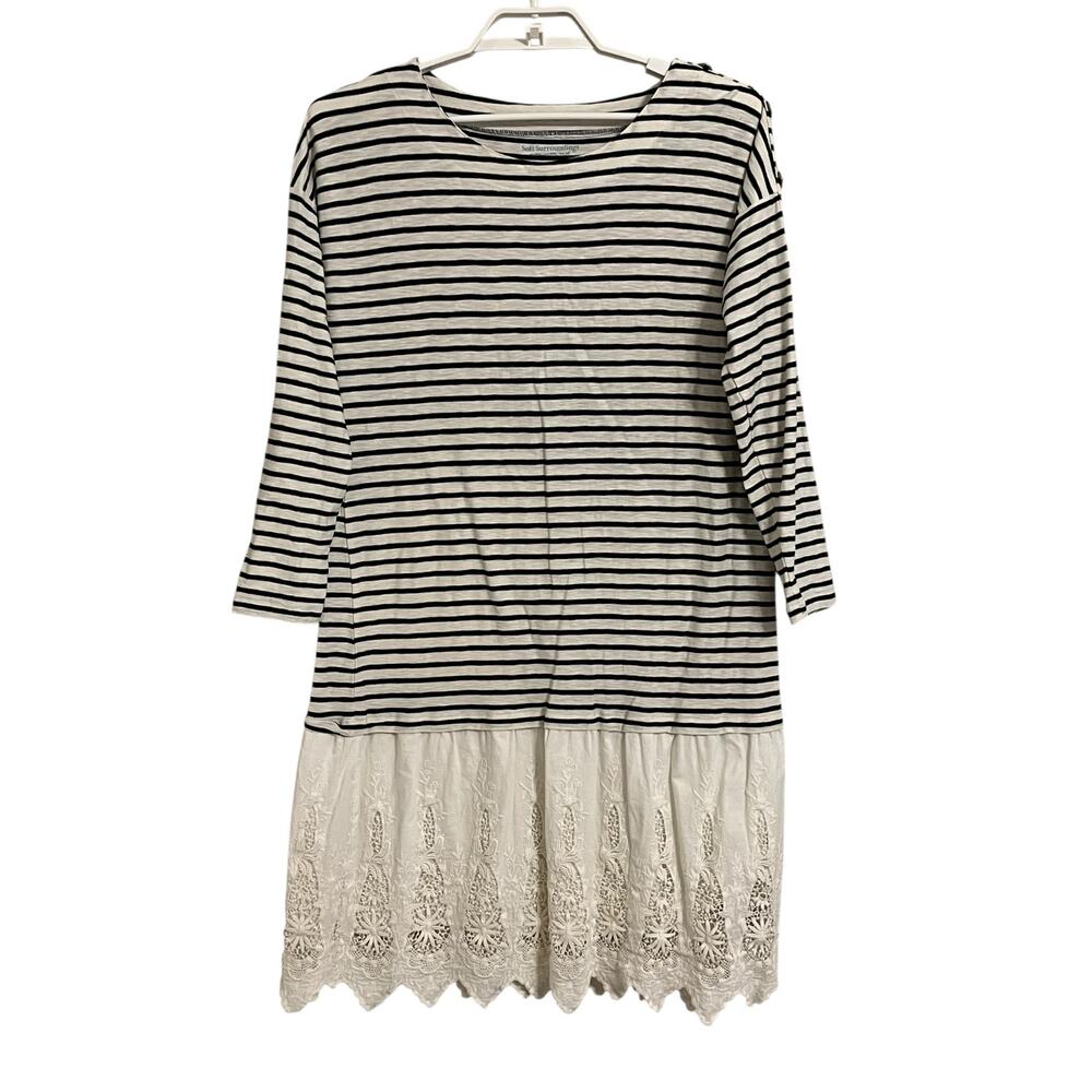 Soft Surroundings Left Bank Eyelet Hem Long Sleeve Dress - Picture 2 of 10